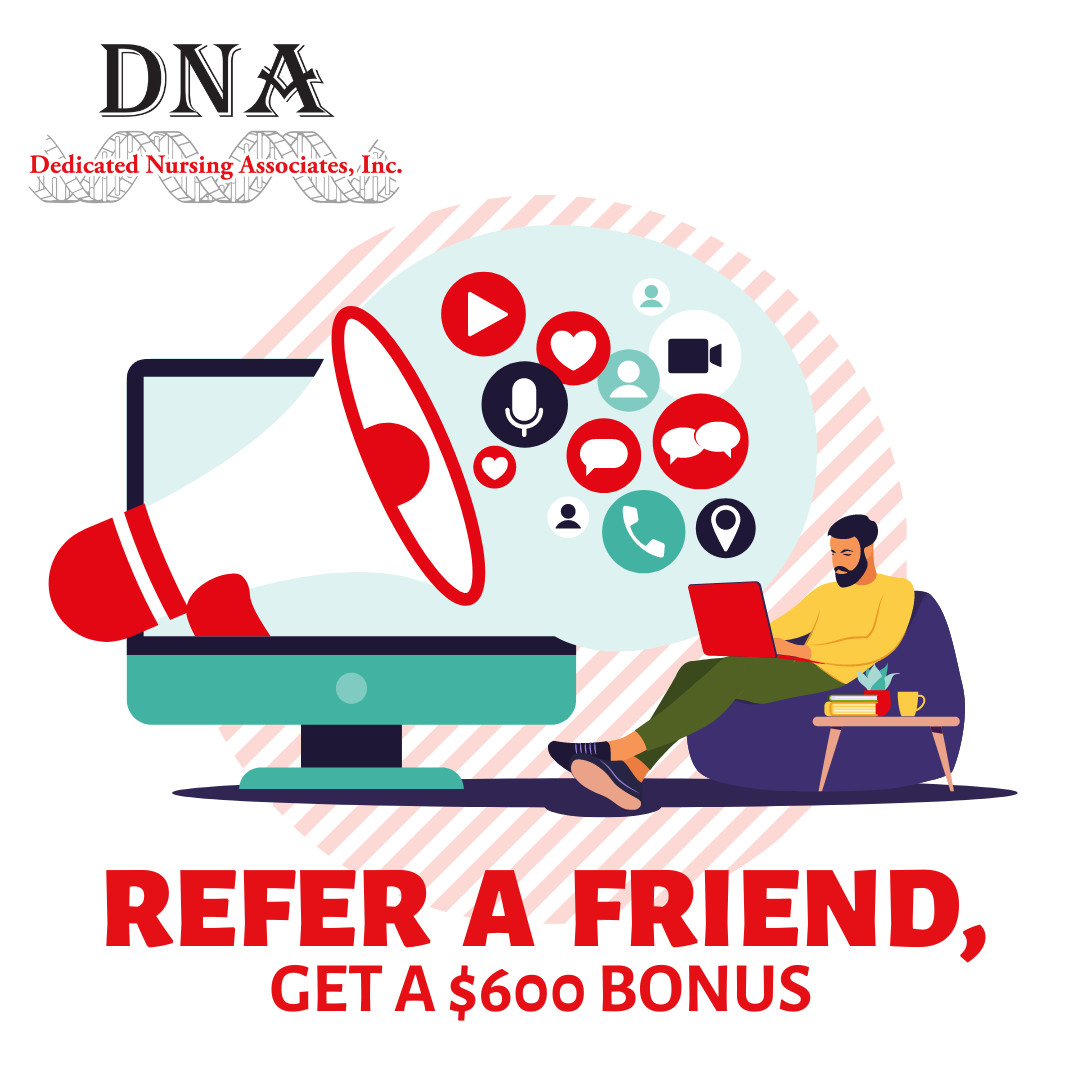 DedicatedNurses's tweet photo. Do you know about our referral program? 🤑
You could earn $600 for a referral! Speak to your recruiter today to learn how!

#ReferralBonus #Bonus #Nurse #Nurses #RN #LPN #CNA #PCA #HHA #NurseLife #BonusProgram #DNA #DedicatedNurses #DedicatedNursingAssociates https://t.co/G9Pif6GaZR