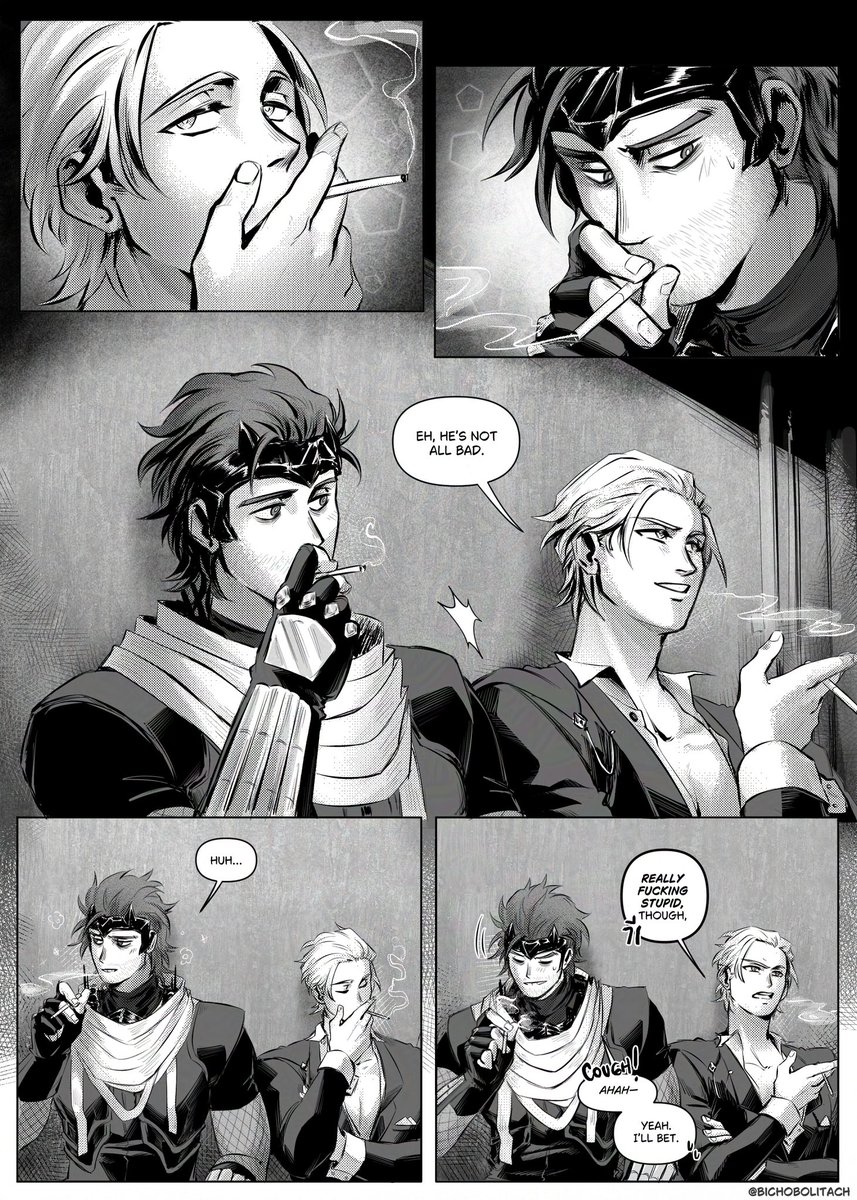 Smoke break 🚬 

I’m gonna tag this in for #Monoshinweek2024 day 7 because. I can. Man this took forever to make I don’t even know why 😭 anyway
Pro-hero #monoshin having a lil chat ✨✨✨