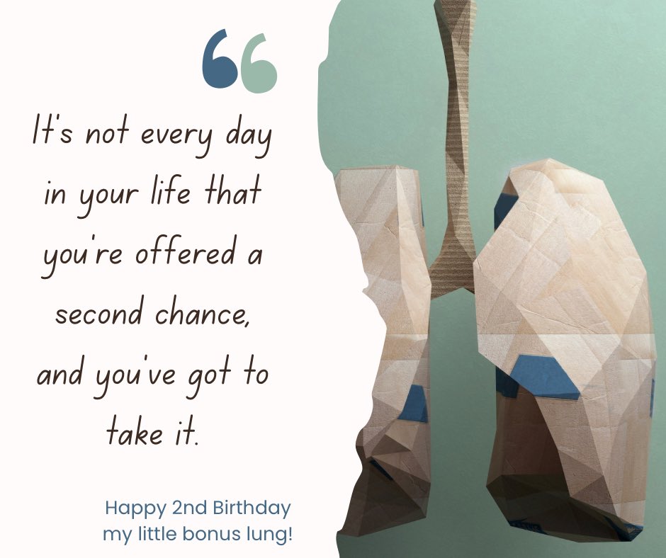 Gerade eben vor 2 Jahre fuhr ich in den Vorbereitungsraum der OP und war erstaunlich gelassen. 
Happy Birthday, Kämpferkörper mit meiner Lunge 2.0! Auf noch 2 und ein paar mehr Jahre 🙂
Und danke an den Spender und die Familie, dass ihr so mutig und großherzig wart!
#organspende