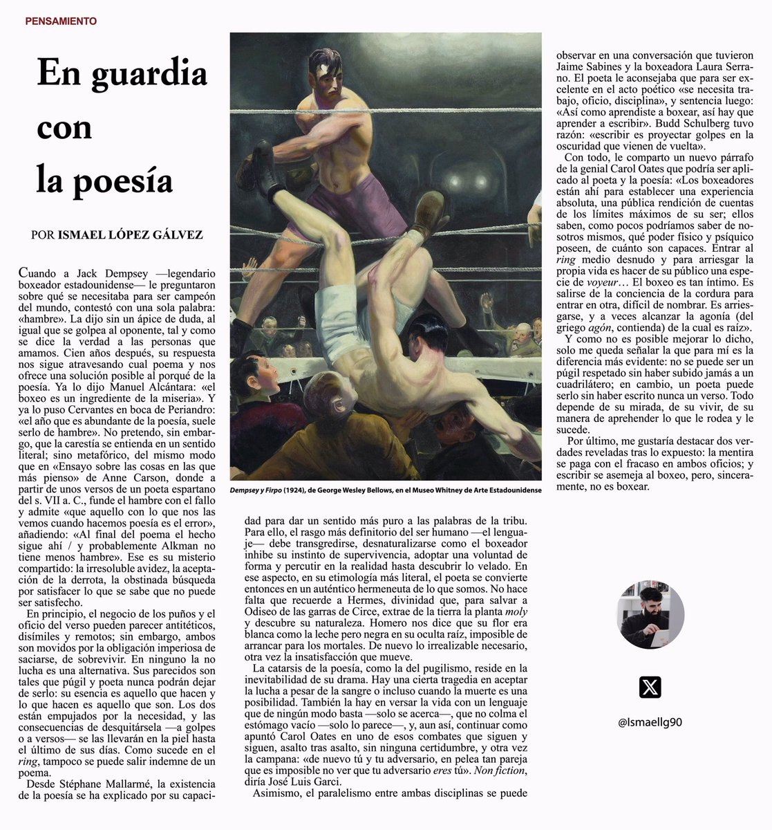 Como sucede en el ring, no se puede salir indemne de un poema.