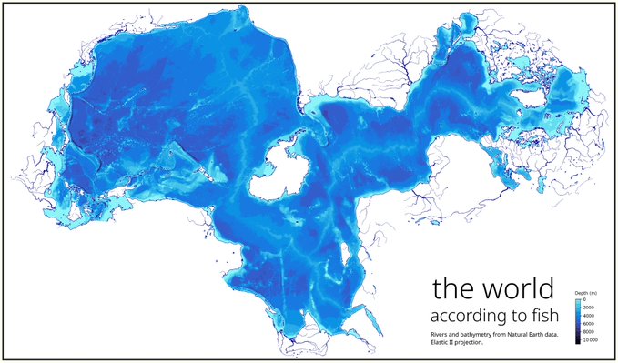 theepicmap's tweet image. 2. The world according to fish (Elastic II projection)