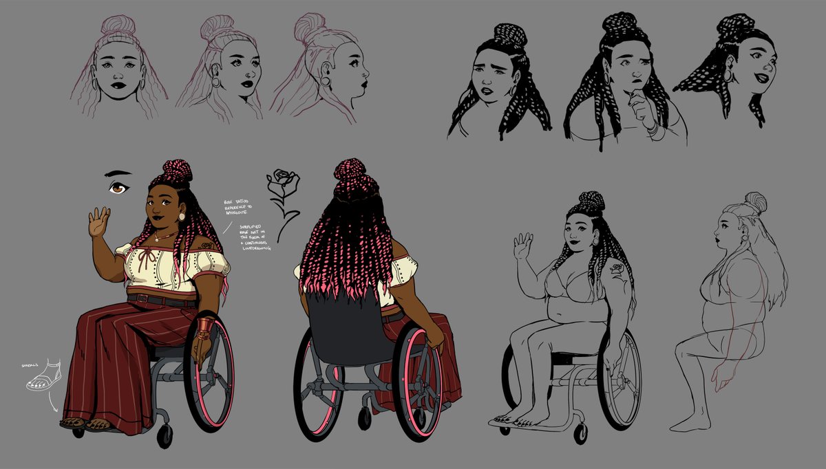 Venus concepts for Stray Gods. Venus and Grace are in similar circumstances (though for very different reasons), so i wanted Venus to seem immediately warm and approachable as someone Grace could find comfort in in an otherwise unfamiliar place