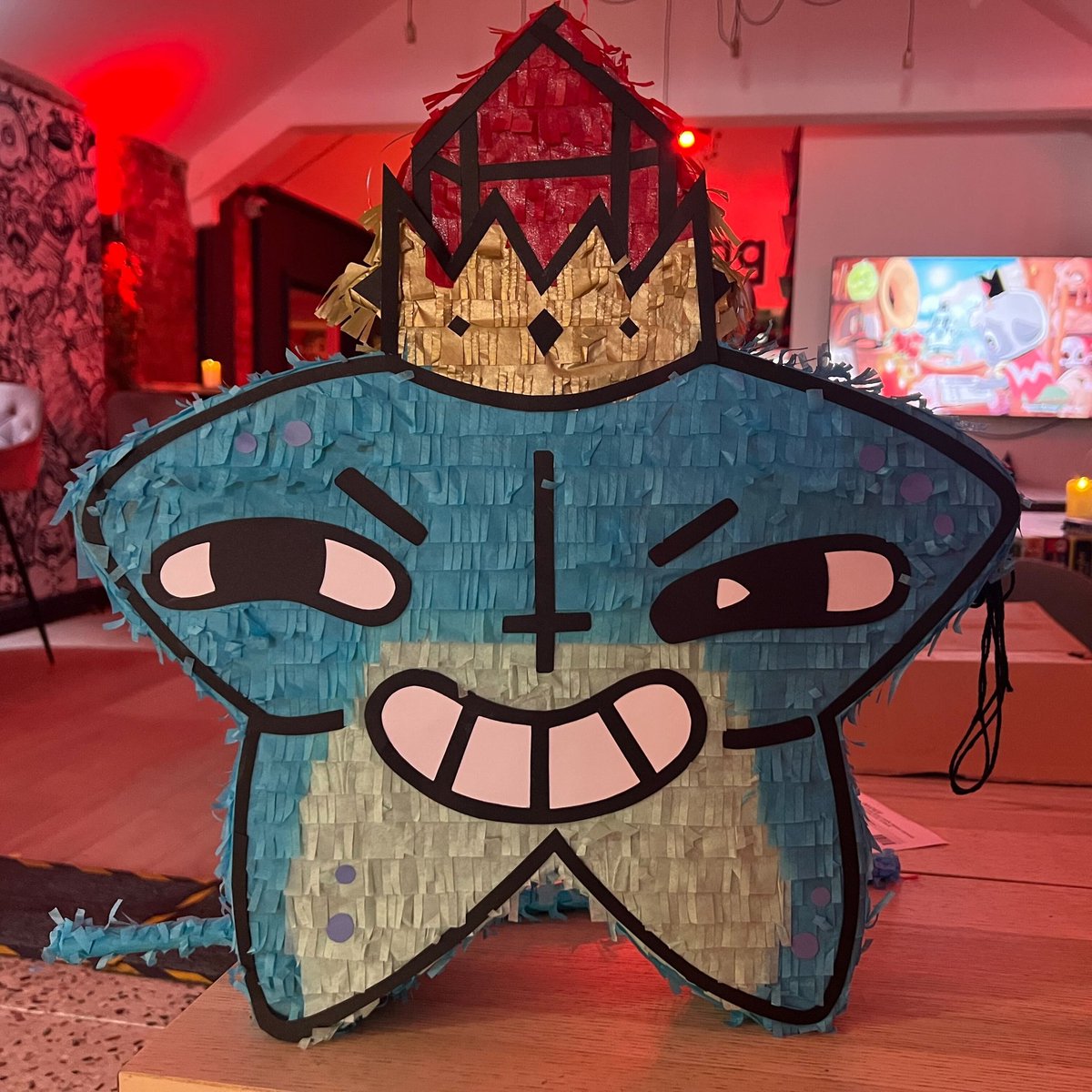 We had a party to celebrate Unholy Alliance coming out!

The pinata was an easy choice...