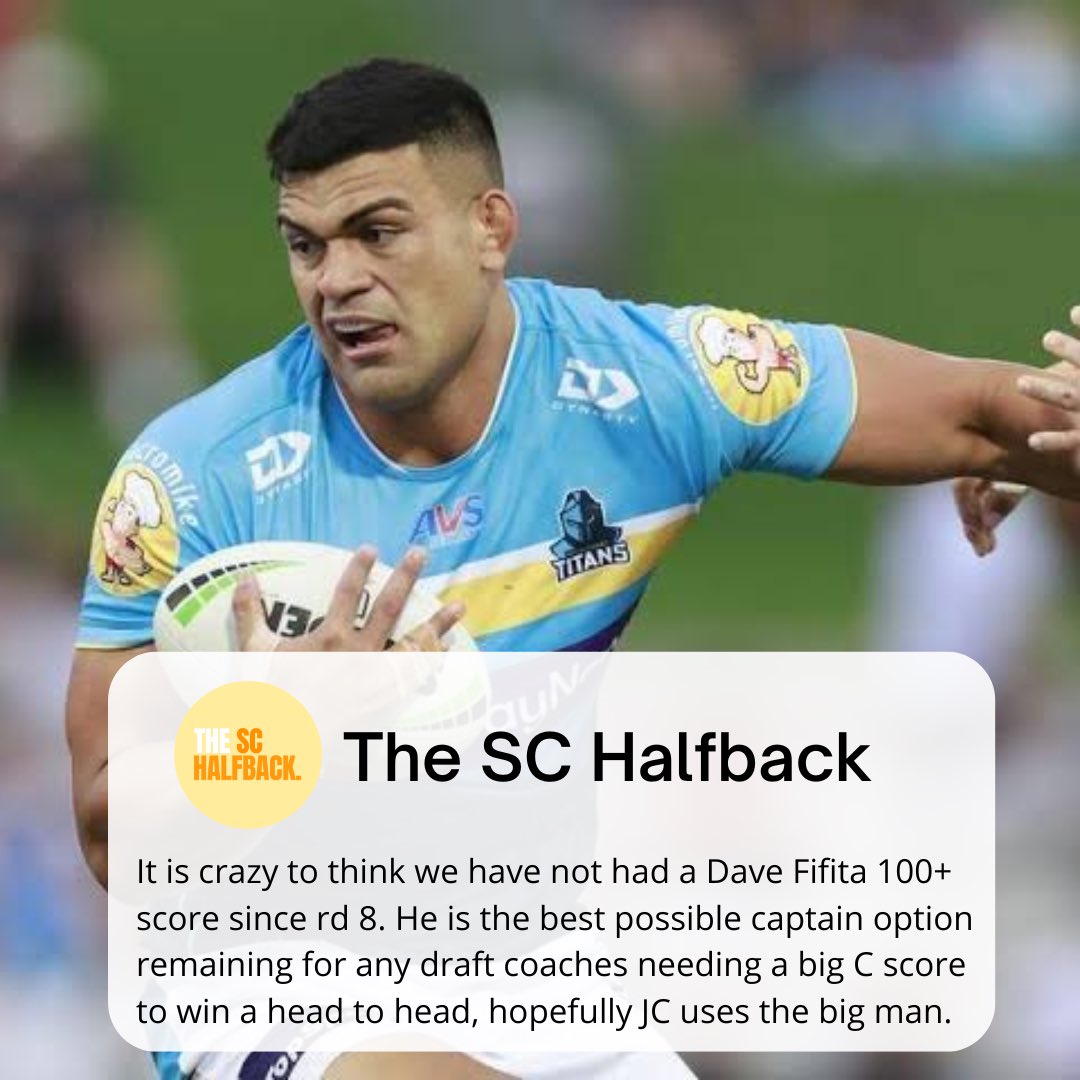 TheSCHalfback's tweet photo. Today coaches really need the Titans to use Fifita at his damaging best to roll past his avg of 80 for the season. #nrl #rugbyleague #supercoach #nrlsupercoach #supercoachnrl #classic #draft #titans #gctitans https://t.co/8hizMQX4we