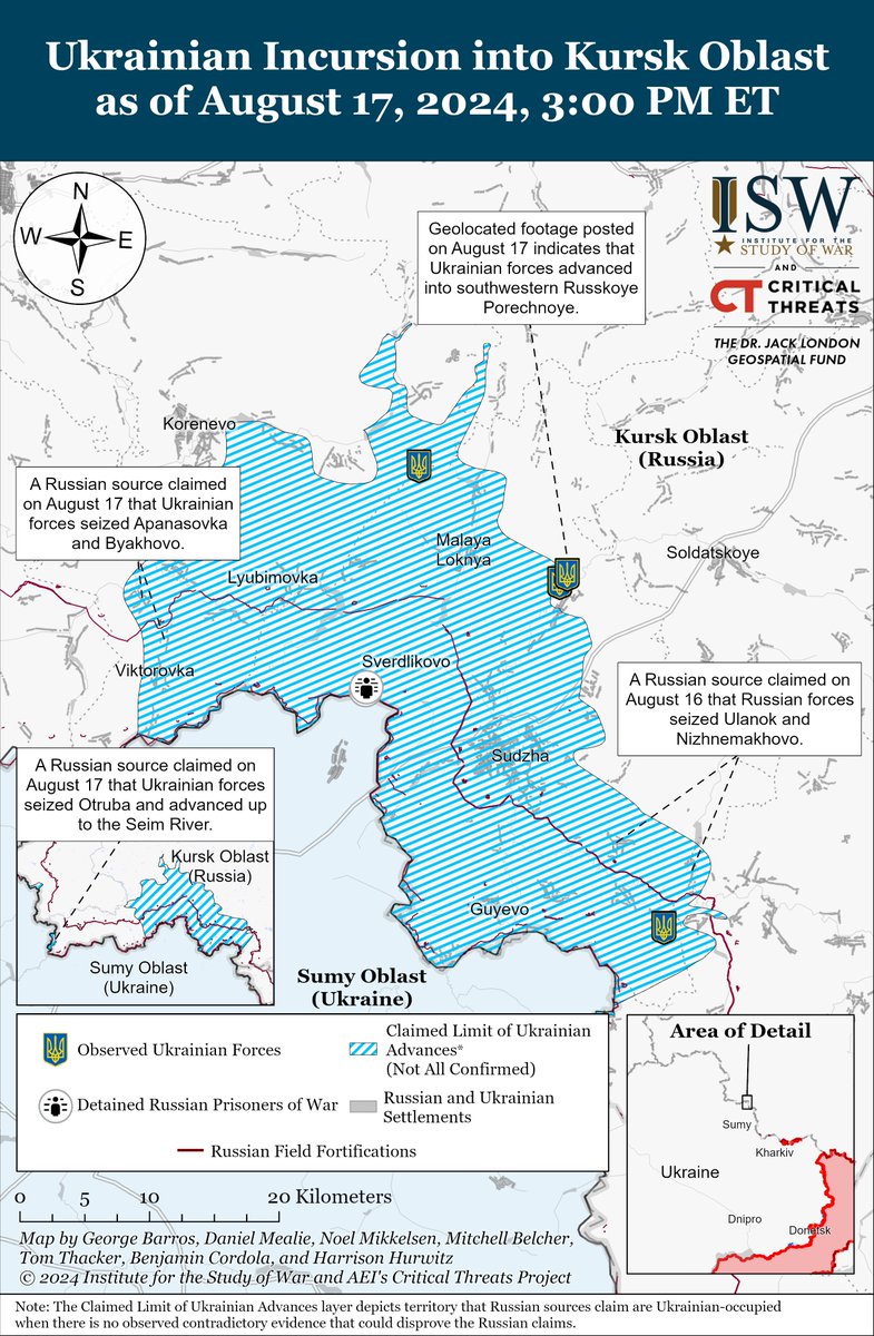 TheStudyofWar's tweet image. NEW: It is too early to assess the outcomes and operational significance of the Ukrainian incursion into Russia and the ongoing Russian offensive effort in eastern Ukraine. 🧵(1/14)

1/ The Ukrainian operation in Kursk Oblast has already generated theater-wide operational and…