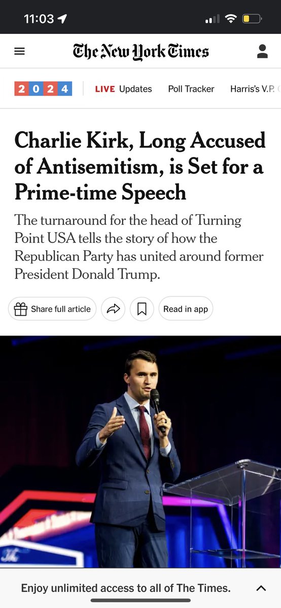 Sooriclover's tweet photo. @KamalaHQ Really? Charlie Kirk, Elon Musk, Candace Owens- how many trump funders & surrogates are big time antisemites? Charlie Kirk got a prime RNC speaking spot.
#trumpisantisemitic https://t.co/Ax4oLGVnNh