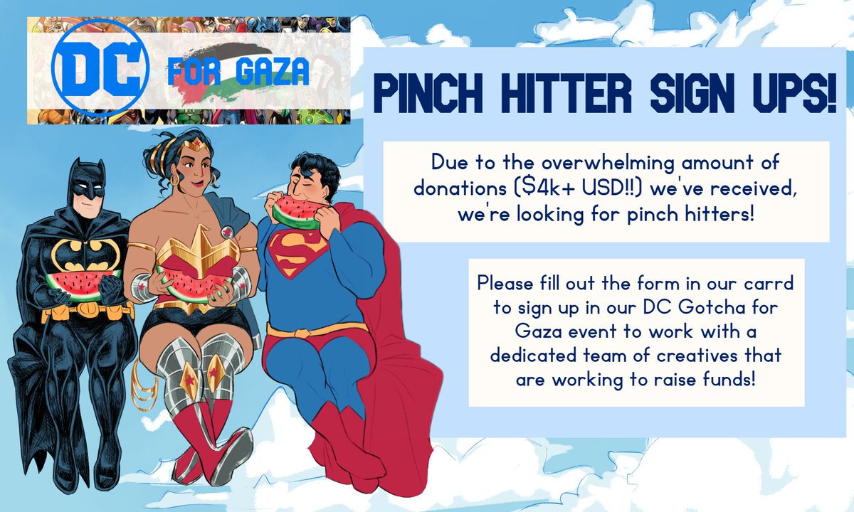 Our PINCH HITTER POSITIONS are open! What this means is essentially people that can help us finish prompts quick - kind of like stand-ins for creators, since we don't want to overwork people!