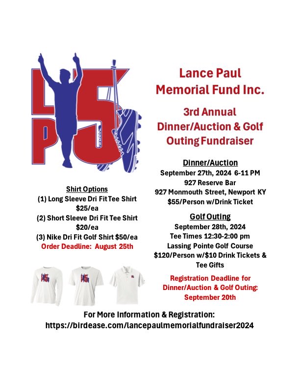 LCPMemorialFund's tweet photo. The 3rd Annual Lance Paul Memorial Fundraiser will be on September 27-28 this year.

For more info &amp; registration:  
https://t.co/CgGRBlOLrS

Registration deadline is September 20th. Hope to see you there. https://t.co/QvHHuWxrrG