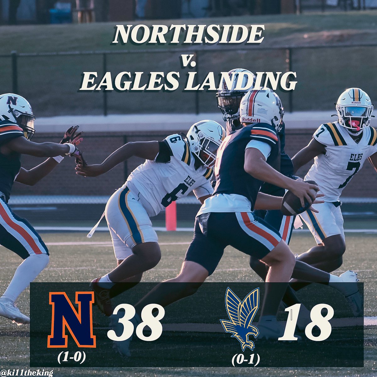 N_H_S_Football's tweet photo. Thank you to everyone who came out to support the Eagles last night! Nothing like playing at the MAC in those blue jerseys! #AllN https://t.co/JAn6P0dy6n