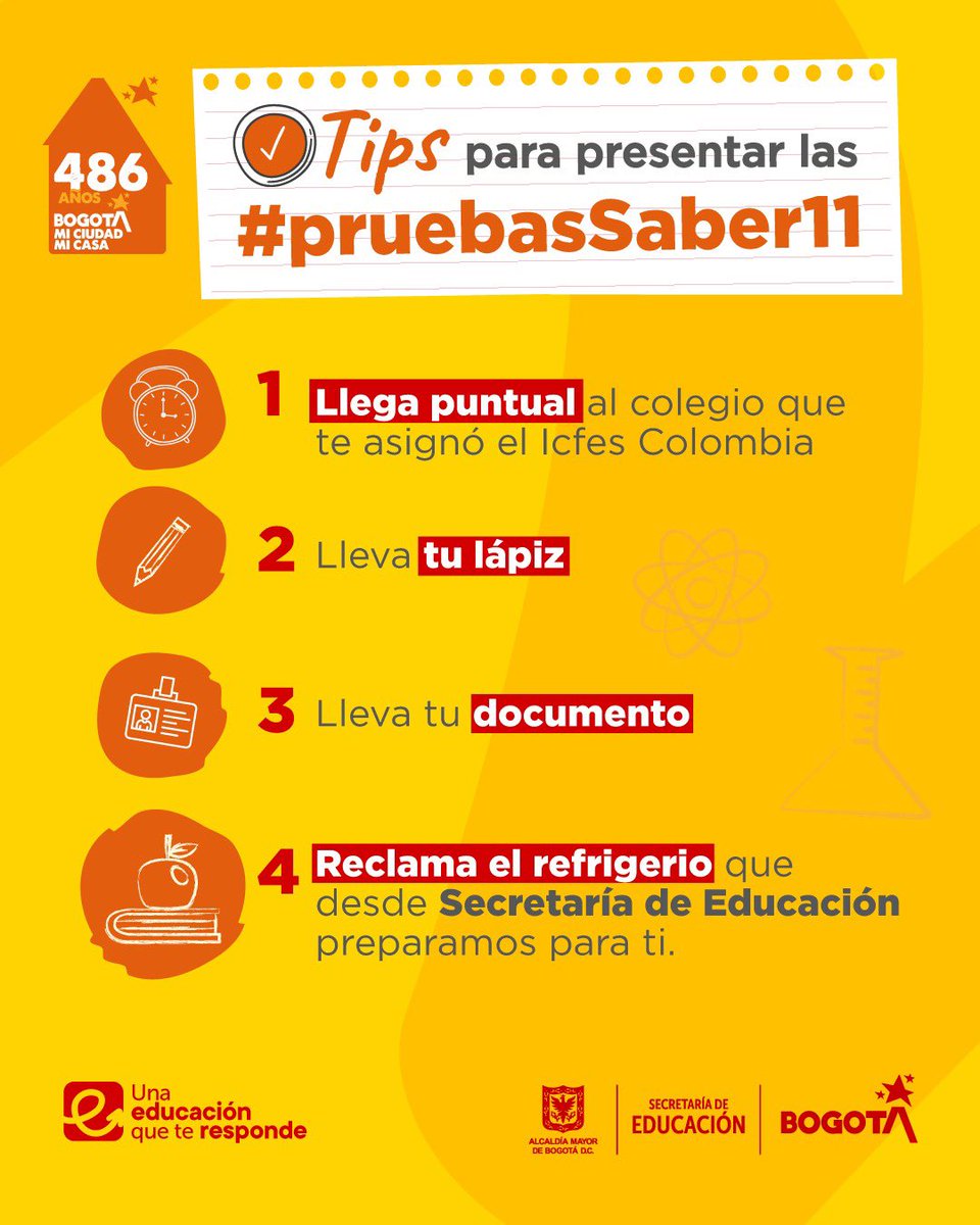 Educacionbogota's tweet photo. En #BogotáMiCiudadMiCasa el Programa de Alimentación Escolar, PAE está presente en las #PruebasSaber11.
 
En un gesto de acompañamiento @Educacionbogota ofrece por primera vez un refrigerio a todos los estudiantes del distrito que estarán presentando las #PruebasSaber11. 🤓 https://t.co/1PGlPyS2xH