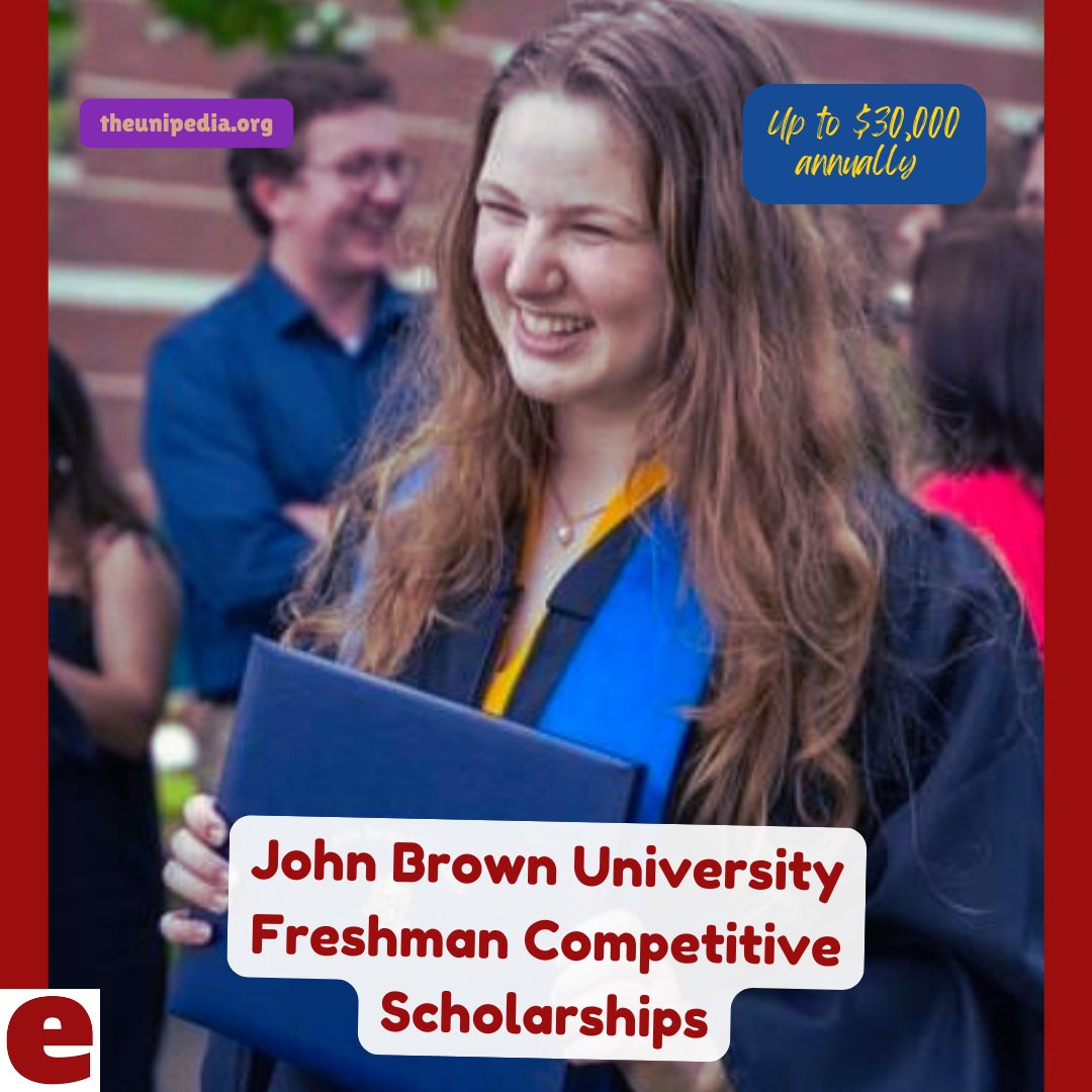 the_unipedia's tweet image. SCHOLARSHIP AMOUNT: Covers up to $30,000 annually 

OPEN TO: American and international undergraduate students 

LINK: theunipedia.org/2021/09/jbu-fr…

#johnbrown #jbu #freshman #scholarships