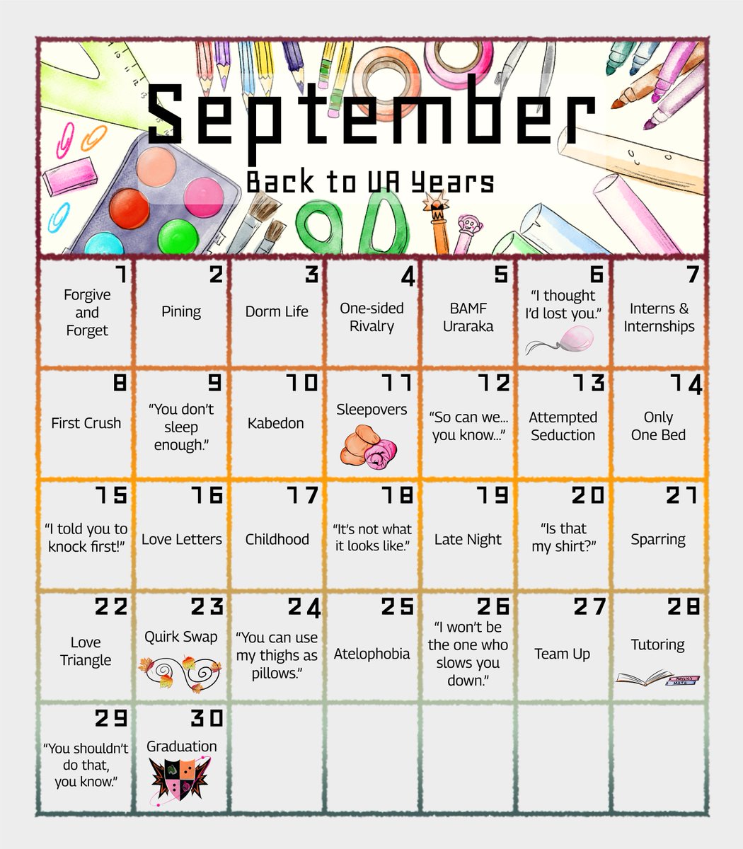 🧡September 2024 Prompts💗