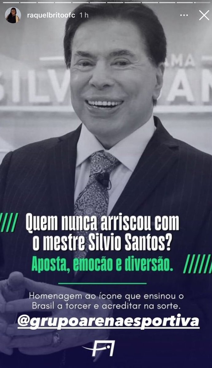 poptime's tweet photo. GENTE? Raquel Brito, irmã de Davi do BBB24, usa imagem de Silvio Santos para divulgar casa de apostas:

“Quem nunca arriscou com o mestre Silvio Santos? Aposta, emoção e diversão.” https://t.co/OX7mE5jjTp