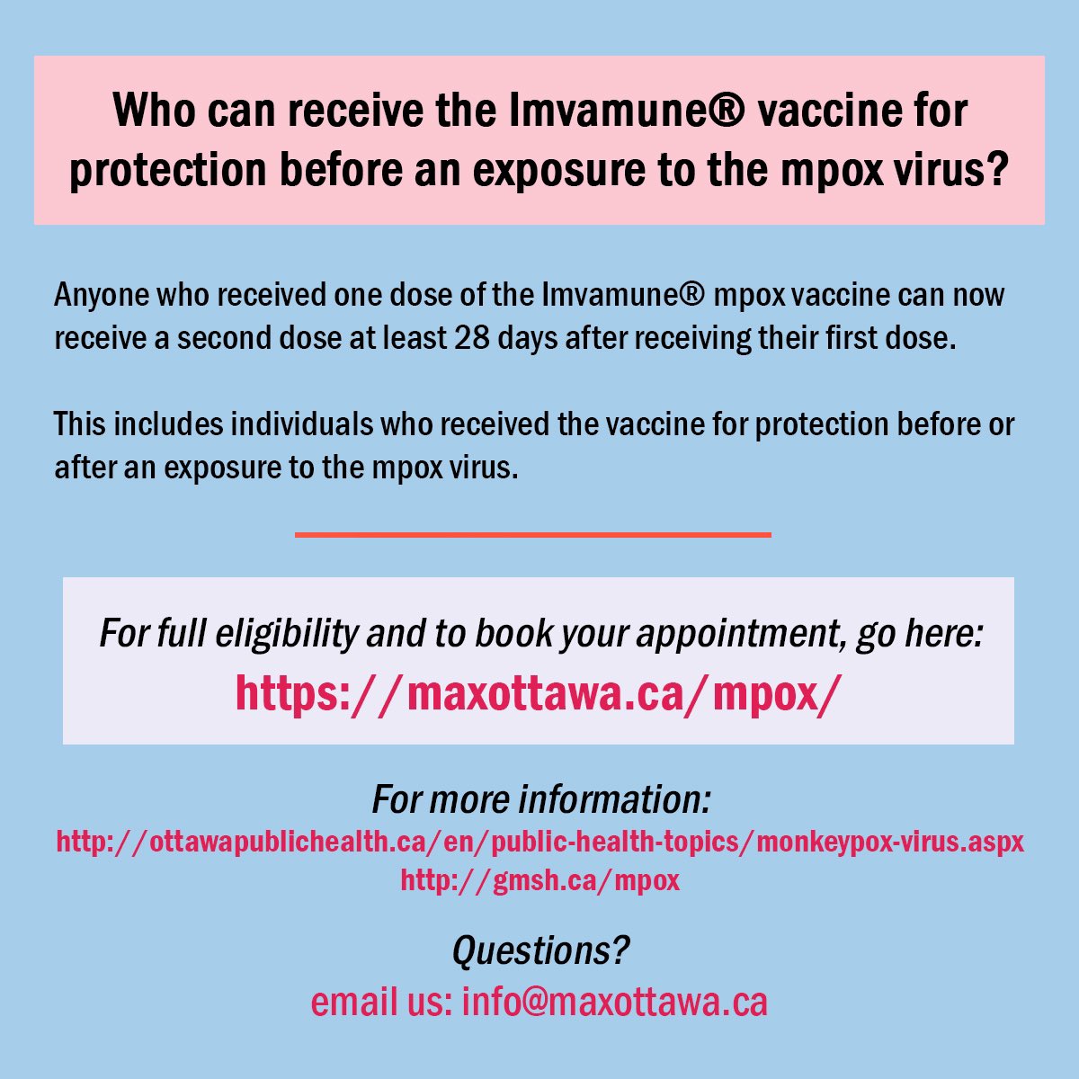 Pop up vaccine clinic on Tuesday!