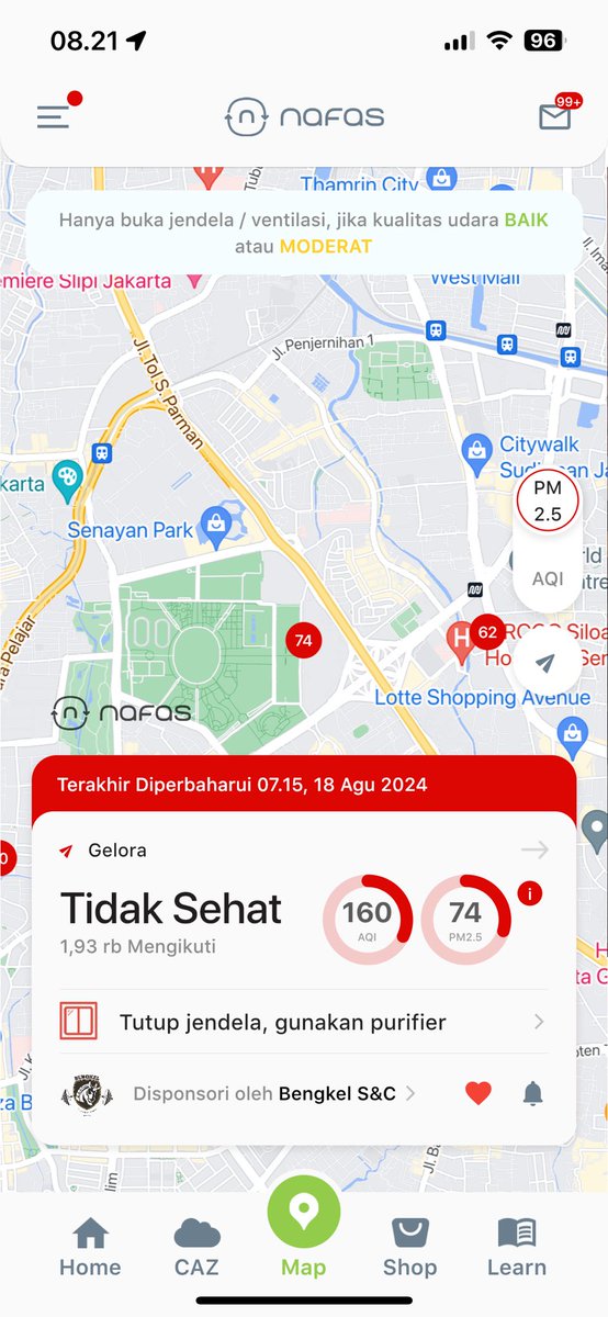piotrj's tweet photo. BATALKAN CARFREE DAY

Tidak ada manfaat kesehatan dengan polusi setinggi ini. 

Apalagi 

Olahraga dalam polusi memang merugikan kesehatan kita. 

Mana suara dokter2? 

Data dari @nafasidn https://t.co/2jWVCIoyOW