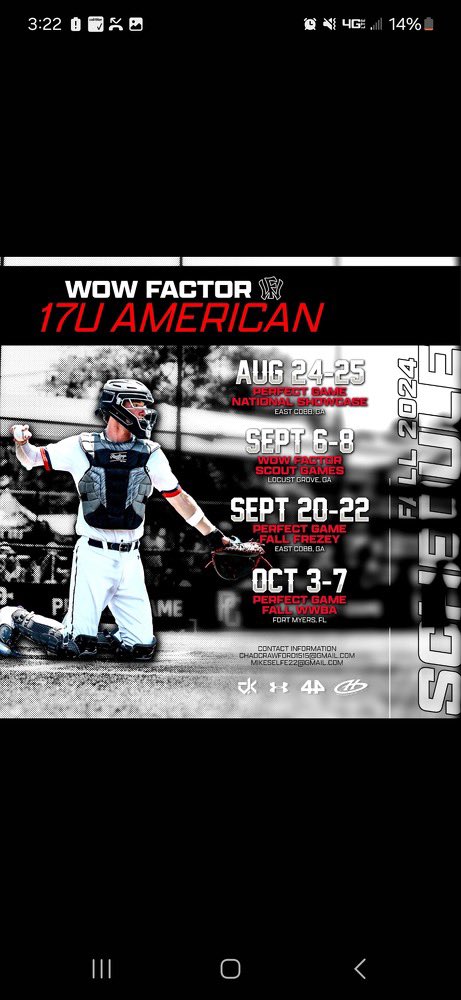 ddaera34's tweet photo. My official fall schedule @B_HarrisonPBR @WowFactorNation @CoachFurlong @RyanDay44 @DaveOHairBC28 @PG_Scouting @tylerlatorre https://t.co/h7h2Z9261h