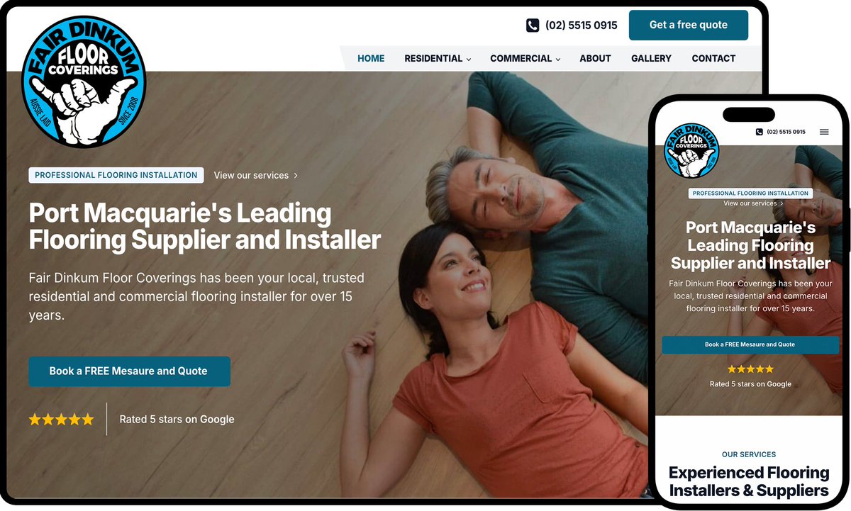 KCWebDesignAU's tweet image. Check out the website we created for Fair Dinkum Floor Coverings.

👉🏻 kcwebdesign.com.au/client/fair-di…