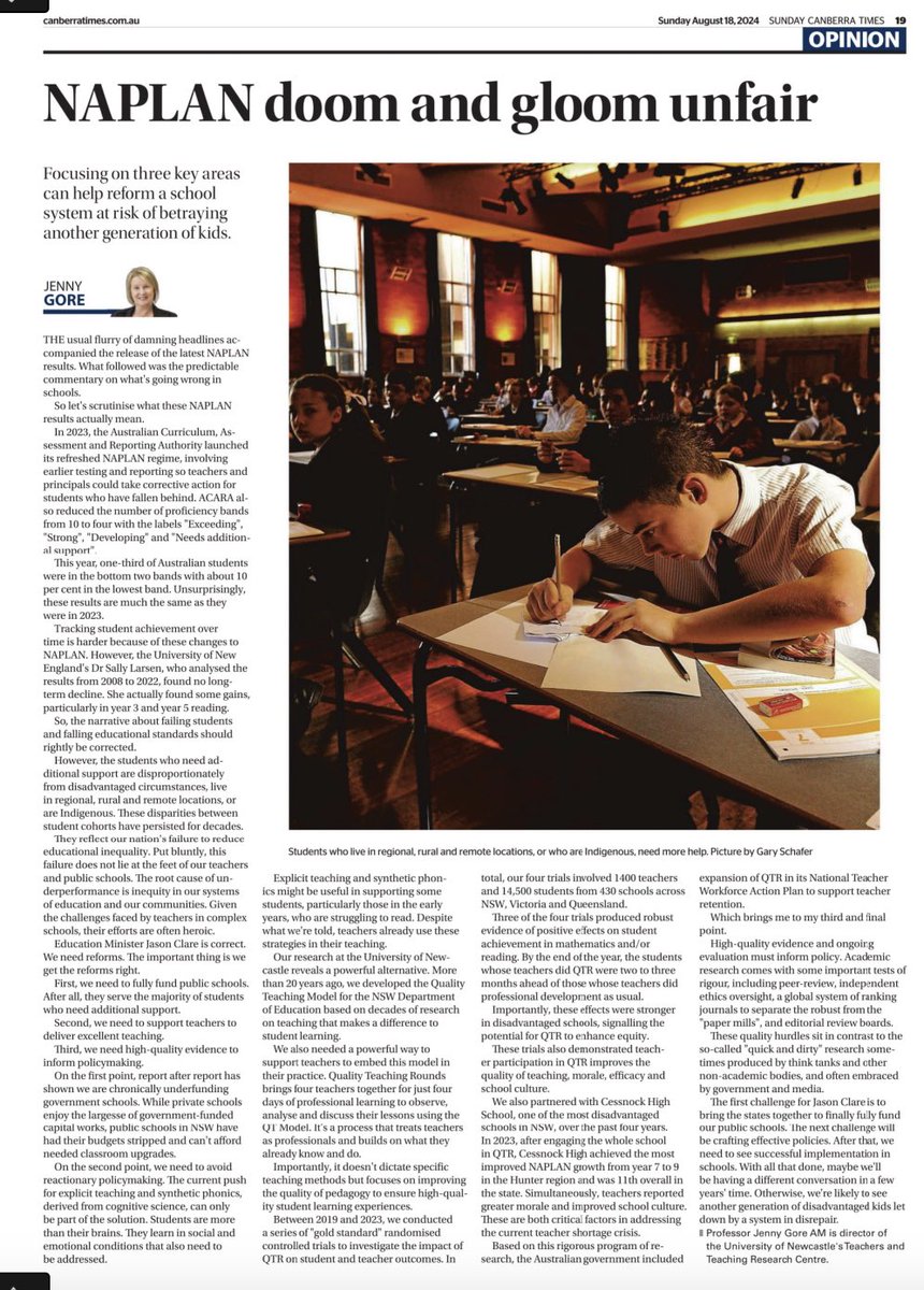 Teachers and Teaching Research Centre (@uon_ttrc) on Twitter photo Focusing on three key areas can help reform a school system at risk of betraying another generation of kids, writes <a href="/Jennygore4/">Jenny Gore</a> for the <a href="/canberratimes/">Canberra Times</a>
Read it online: canberratimes.com.au/story/8732537/… Focusing on three key areas can help reform a school system at risk of betraying another generation of kids, writes <a href="/Jennygore4/">Jenny Gore</a> for the <a href="/canberratimes/">Canberra Times</a>
Read it online: canberratimes.com.au/story/8732537/…