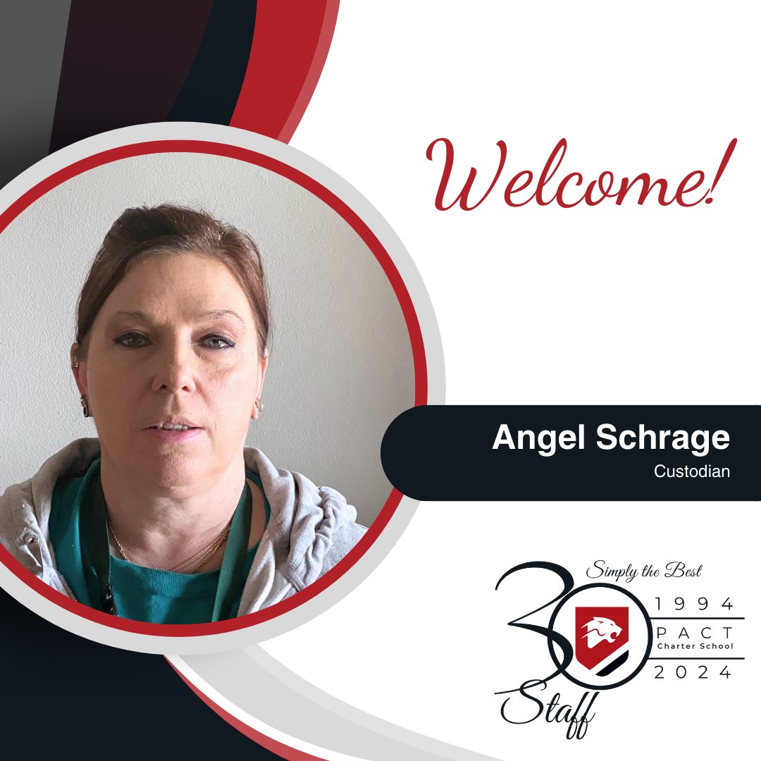 🎉 We welcome Angel Schrage to our PACT family as our new Elementary custodian! 🎉 Angel is excited to be part of such "a wonderful and uplifting environment," we are grateful to have her on board. Let's give Ms. Schrage a warm PACT welcome! 🌟🙌 #PACTpride #SimplyTheBestStaff