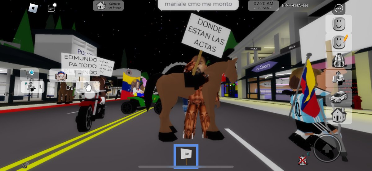 aquí protestando en roblox