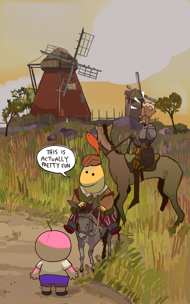 RenTheMonkey's tweet image. Windmills and giants
#smilingfriends 
#donquixote