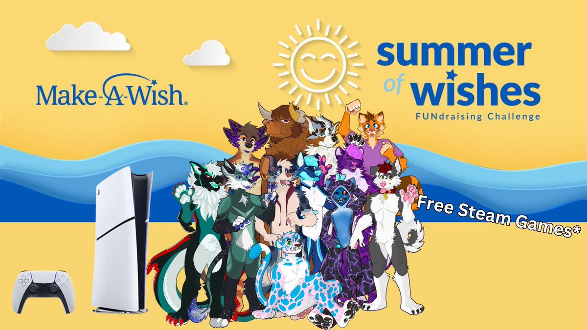 REPOST FOR VISIBILTY
<a href="/MakeAWish/">Make-A-Wish America</a> 
FUNDRAISER STARTS TOMMORROW PLEASE SEARCH UP #SummerOFWishes2024 on <a href="/Twitch/">Twitch</a> to see who is streaming for the event.

We will have a drawing for a PS5 after reaching a milestone! Also have a chance for Free art and Mystery Steam Keys as a thank you