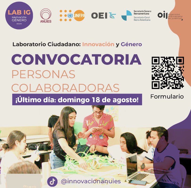 🎺‼️ATENCIÓN! A todas las organizaciones feministas y no feministas ! Únete al equipo de colaboradores del laboratorio innovación y género! #17Agosto #FelizDía #anuies