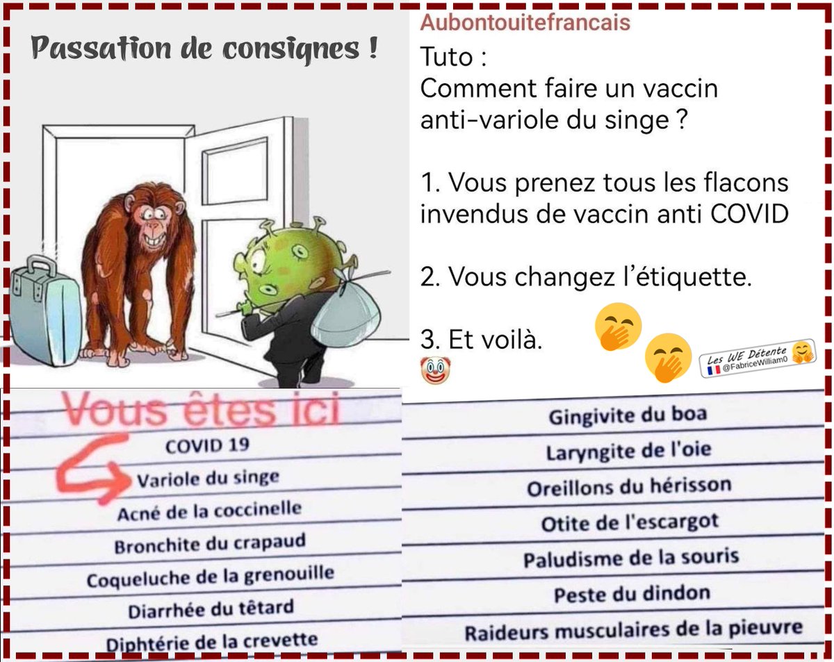 🧐.. [ 🙉🦠💉 ]😱!!!
#monkeypox 👉Allez, mieux🐮veau en rire hein ..😁