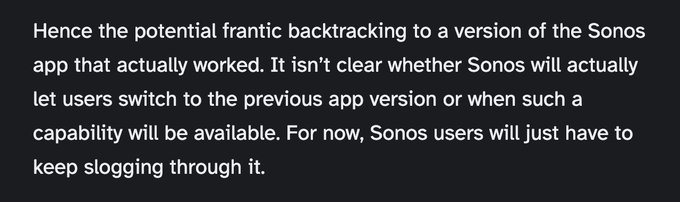The New Sonos App Is So Bad, the Company Might Bring Back the Old One https://t.co/bntLXiKhgO https://t