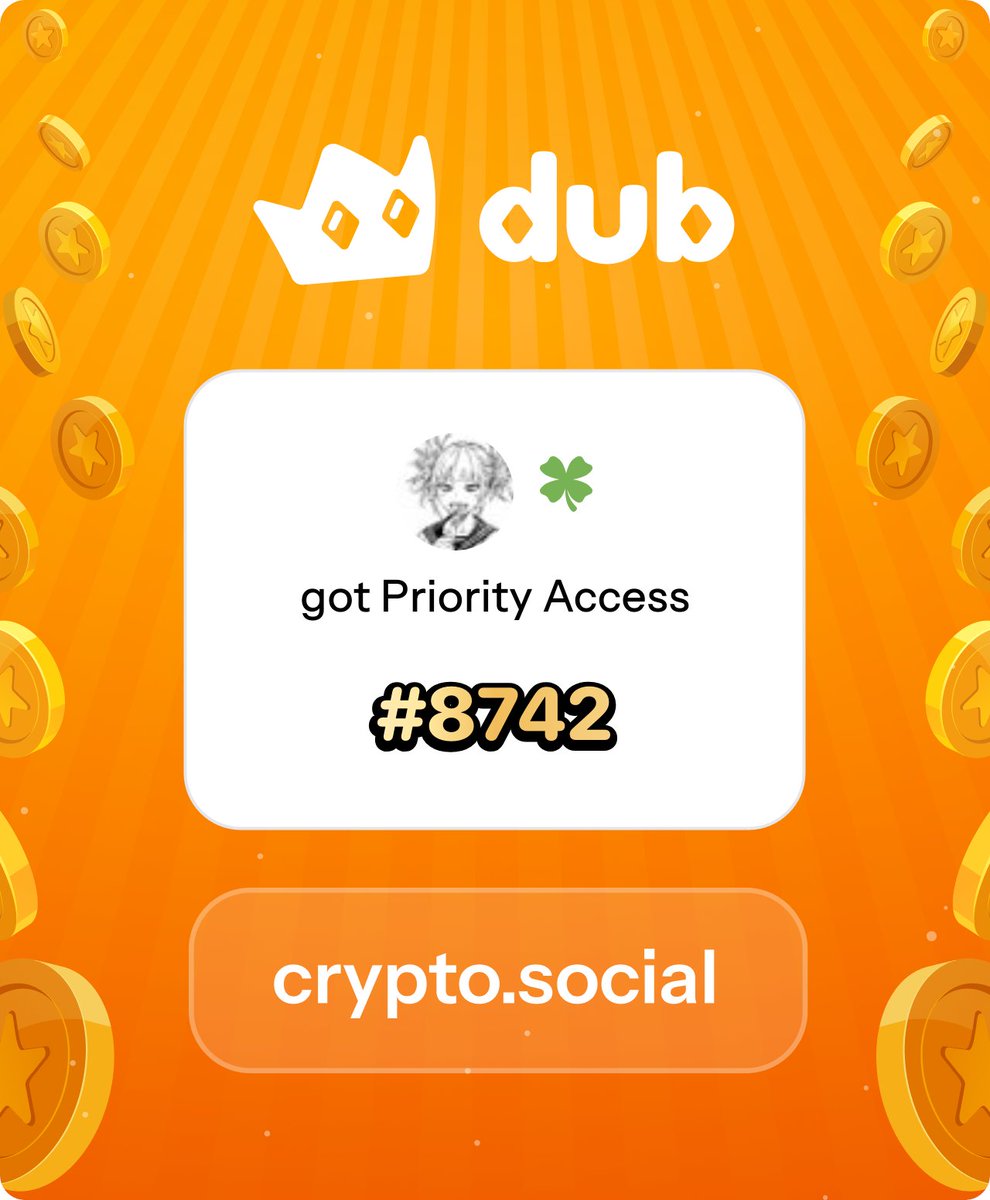 I just got Priority Access to Dub! Let’s make memecoins PvE again. Get in early™. dub.social