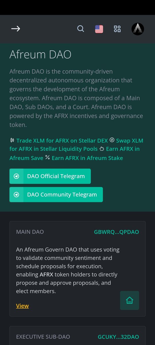 Afreum_Founder's tweet image. #Afreum DAO 2.0 Beta just dropped. Exactly as promised. Unleash the power of community, and our governance token AFRX, to chart the future development path of the Afreum Ecosystem. Connect #Lobstr or #Freighter to Afreum.com, then hit DAO, in the main menu.