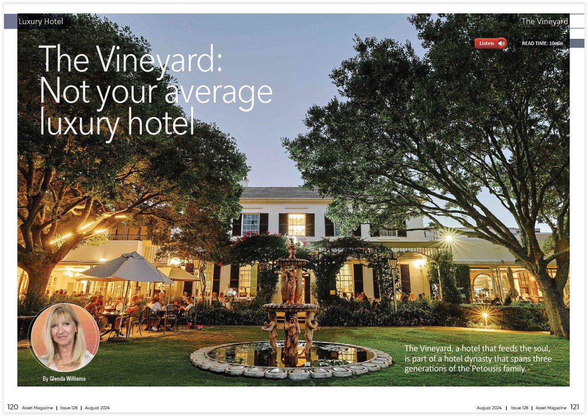 The Vineyard, a unique family-owned luxury hotel in Newlands, Cape Town, offers spectacular scenery, diverse flora and fauna, and features 11 resident mountain tortoises. The 211-room hotel spans 8 acres with stunning Table Mountain views.  
Asset: lnkd.in/dzW7J28C