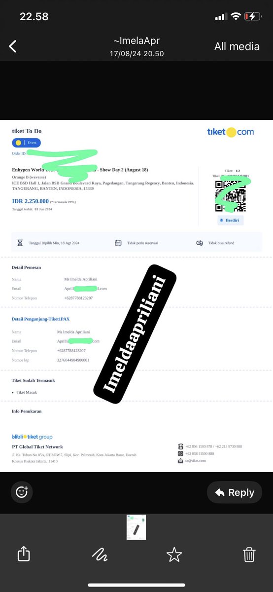 101salmonlover's tweet photo. Help rt! Ticket Enhypen Fate+ scammer. crazy ass bitch udah bikin orang gagal nonton, duit lo gabakal berkah hidup lo gabakal berkah. Imelda Apriliani @taurusgirls_045 #FATE_PLUS_IN_JAKARTA #ENHYPEN_IN_JAKARTA https://t.co/z4Cv8uFywc