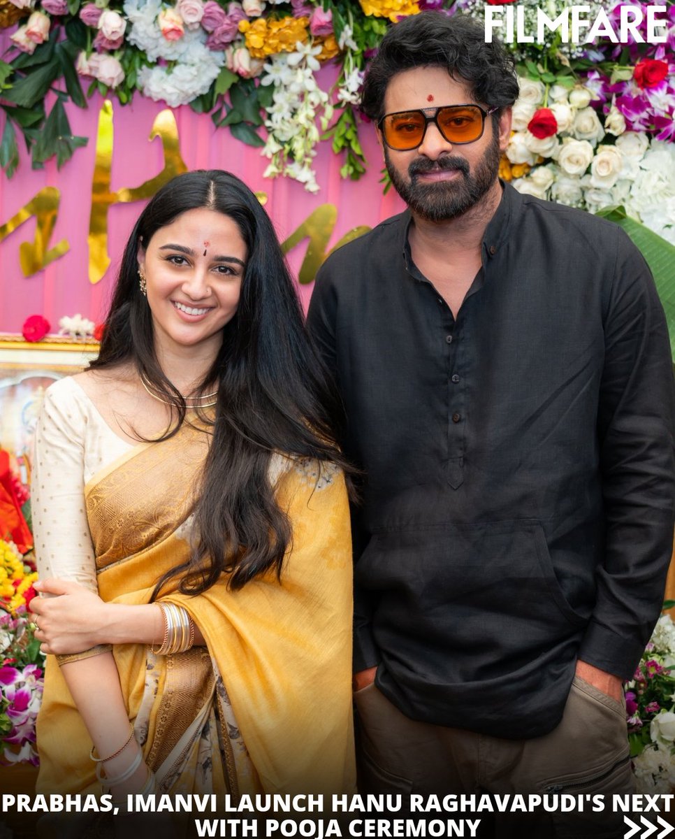 filmfare's tweet image. #Prabhas to lead #HanuRaghavapudi's historical film #Fauji with #Imanvi, #MithunChakraborty and more.🎬❤️
Check out these pics from the film's pooja ceremony.
#News