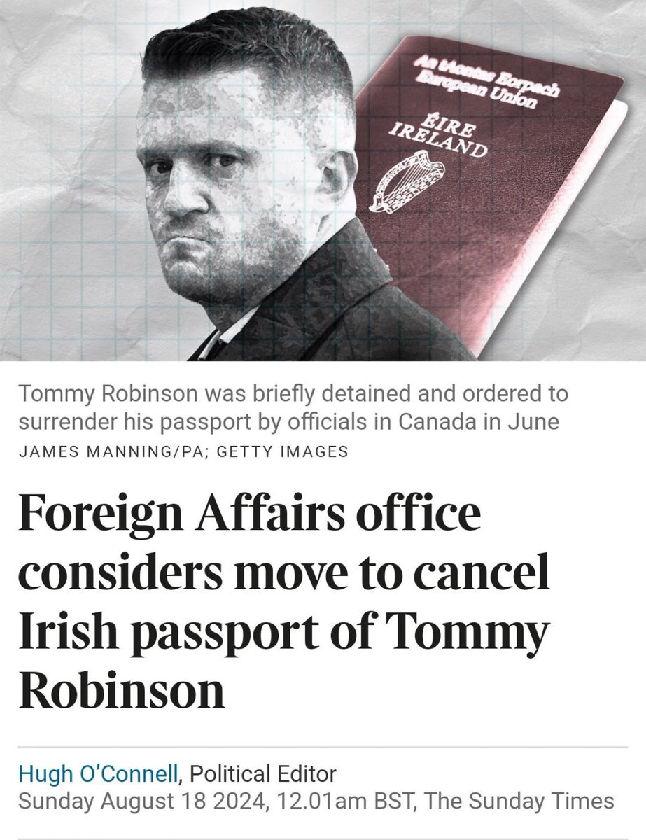 lil_doza's tweet image. ⚠️Grifter on the Radar. 

Read this 👍

An immigration form issued by the Canadian Border Services Agency (CBSA) to Robinson, whose real name is Stephen Yaxley-Lennon, stated that both his country of birth and country of citizenship was Ireland.

Robinson, who has a conviction…