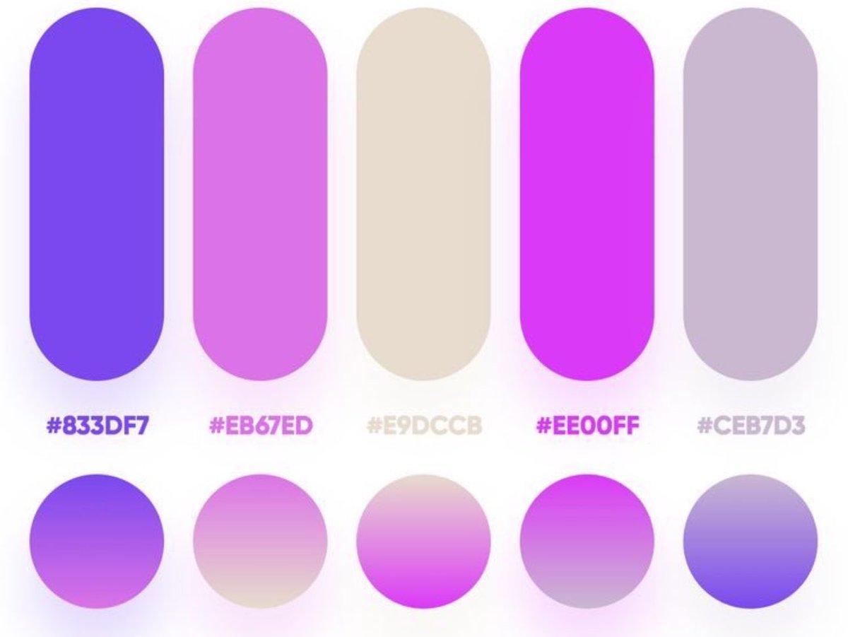 اللون البنفسجي في #التصميم 

من دلالاته 💜🔮: 
الطموح-القوة-الفخامة 

وهنا مجموعة تدرجات باللون #البنفسجي💜..