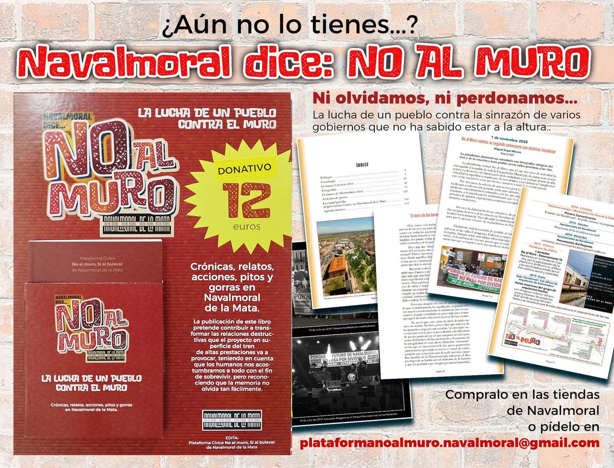 No te quedes sin el libro de la Plataforma. Fotografías, cronología, relatos, artículos de prensa... Que nadie olvide... <a href="/NavalmoralD/">Navalmoral Digital</a> <a href="/IUNAVALMORAL/">IU Navalmoral</a> <a href="/ayto_navalmoral/">Ayto Navalmoral</a> <a href="/HOYNavalmoral/">HOY Navalmoral</a> <a href="/PSOENavalmoral/">PSOE Navalmoral</a> <a href="/ppextremadura/">Partido Popular de Extremadura</a>