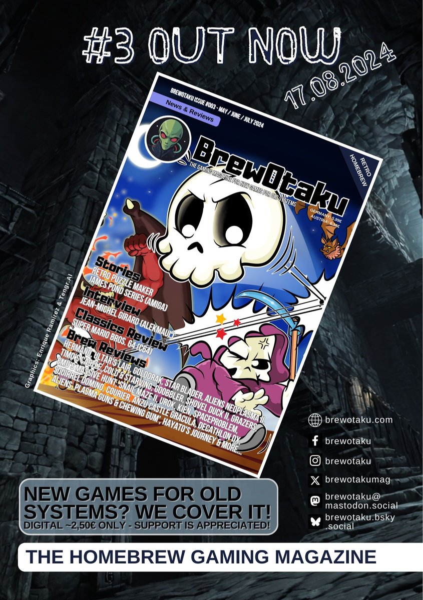 It's here, #BrewOtaku #003. We have a look at Retro Puzzle Maker, James Pond, Super Mario Bros. 64, we talked with Alekmaul and the main thing, tons of homebrew game reviews. Thanks to @patmorita for the fancy #Hermanos title. #GameBoy rulez!