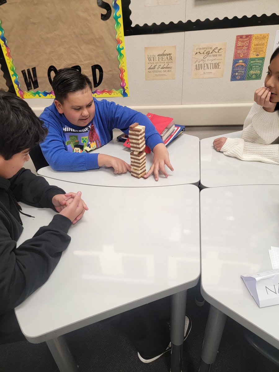 Aprilcmg1's tweet photo. @NorthamPride Michigan Wolverines used communication and teamwork to build the tallest mini Jenga Tower! And the winner is.... #WeAreRUSD @RowlandSchools #teamwork #buildincommunity #HONORtheCode https://t.co/DdYNxhxqju