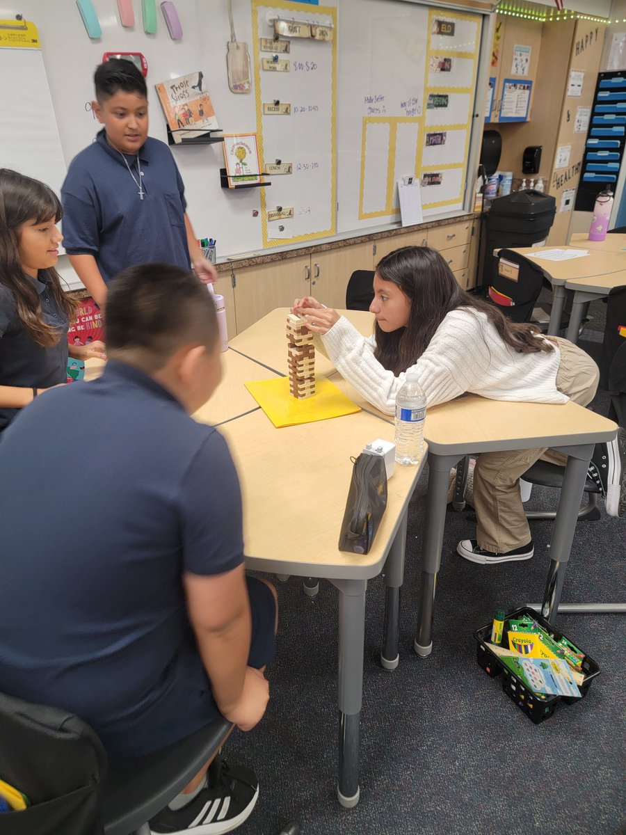 Aprilcmg1's tweet photo. @NorthamPride Michigan Wolverines used communication and teamwork to build the tallest mini Jenga Tower! And the winner is.... #WeAreRUSD @RowlandSchools #teamwork #buildincommunity #HONORtheCode https://t.co/DdYNxhxqju