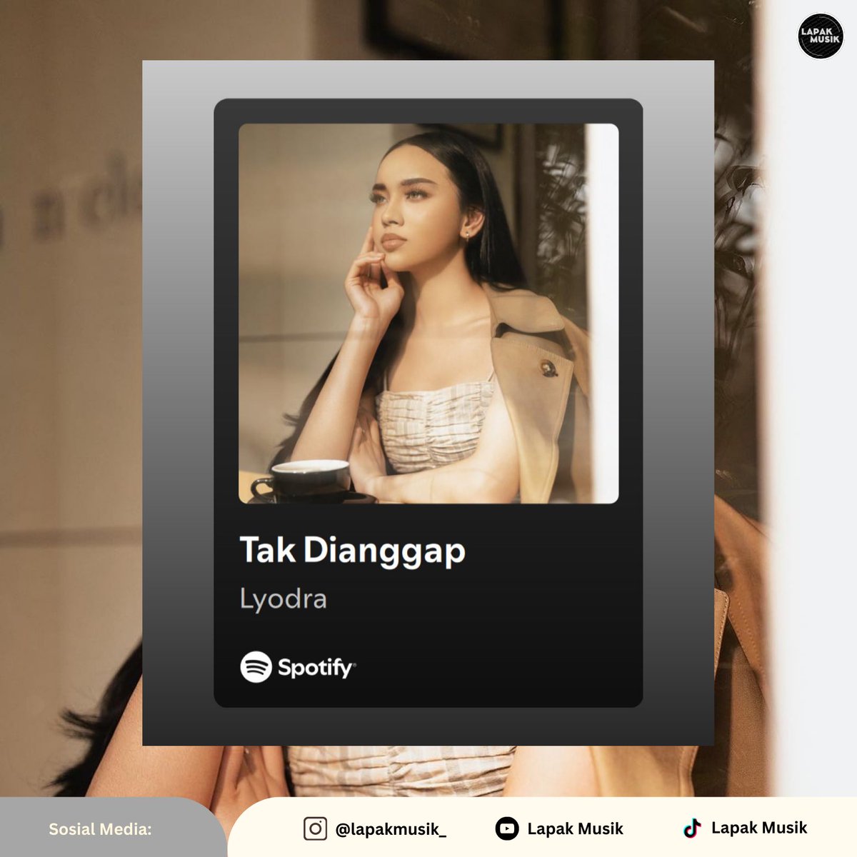 lapakmusik_'s tweet photo. Sudah 1 Tahun #TakDianggap dari @imlyodra telah menemani hari-hari kalian

Selalu streaming “Tak Dianggap” dimana kalian berada yaa🫶

#TakDianggap #Lyodra #LyodraTakDianggap #TakDianggapLyodra #Tanggap #LapakMusikOfficial https://t.co/338CZYUaeg