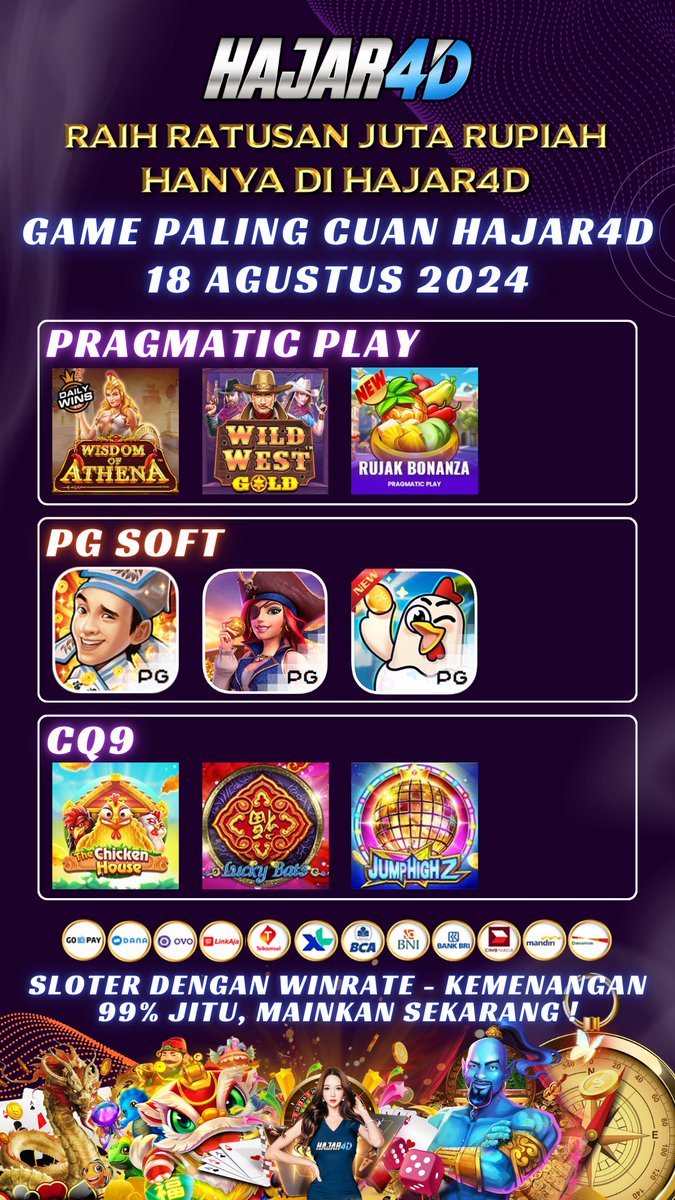 hajar4d's tweet photo. Rekomendasi Slot Tergacor Hari Ini MUDAH JACKPOT HAJAR4D 😍
Buruan mainkan sekarang dan dapatkan MAXWIN MU !
🌻 https://t.co/wgViGlrTKr
#hajar4d #venezuelalibre https://t.co/eoqOBXN1i6