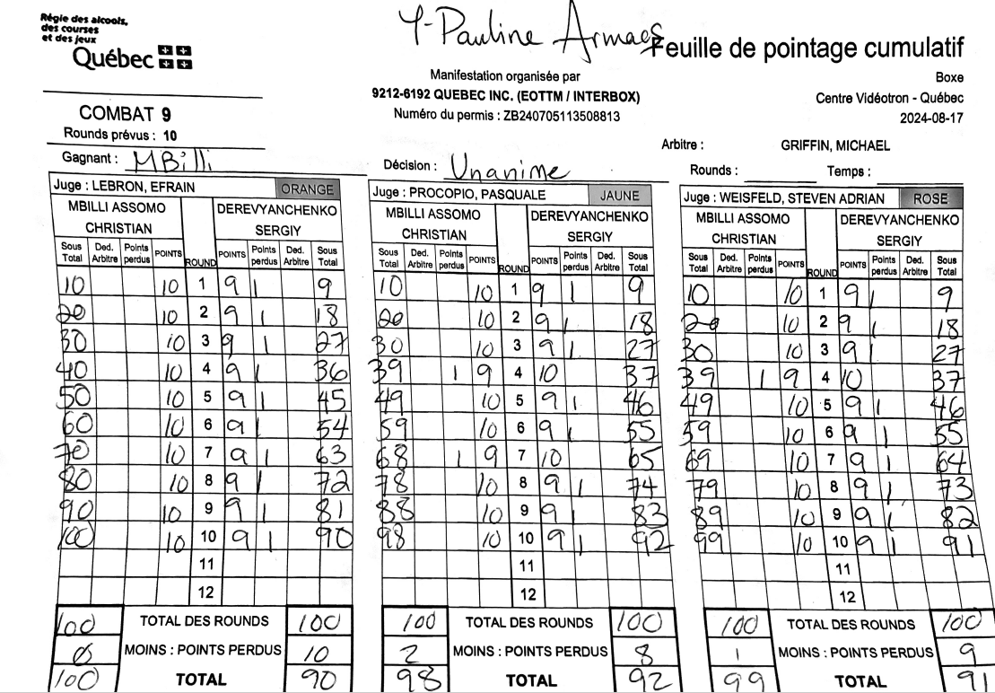 Scorecards for #MbilliDerevyanchenko fight
#boxing