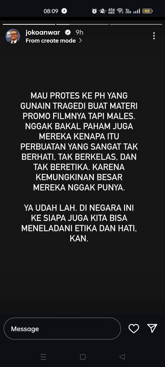 <a href="/djaycoholyc/">Mas Djay™</a> Nih bagi yang penasaran. 
Gak ada promo film yang lebih menjijikan selain menggunakan tragedi orang untuk promo film yang sama sekali gak ada korelasinya. Sampai disentil Joko Anwar karena udah ngawur banget. Nih PH emang udah problematik dari dulu, sebel amat gak bisa berubah
