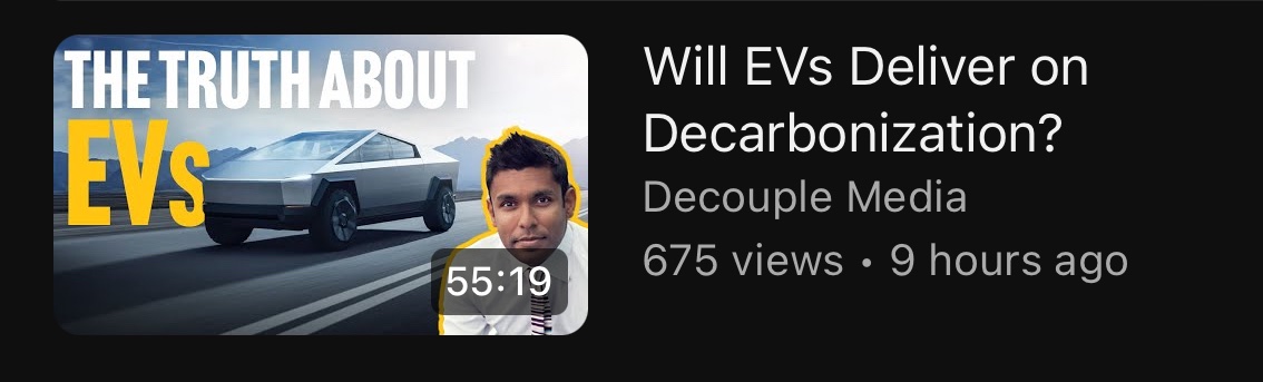 Dr_Keefer's tweet photo. After 250 episodes its about time @DecoupleMedia wades into the EV debate. 

Ashley Nunes, a senior research associate at Harvard Law School, joins me to disentangle the hope from the hype. https://t.co/tpxFeLXAAQ
