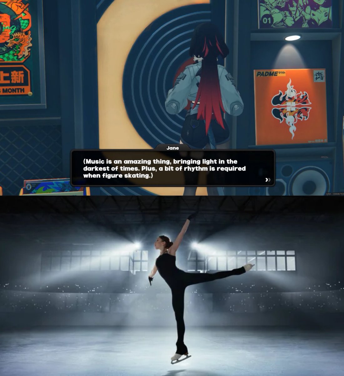 ZenlessWorld's tweet photo. [FunFact] Jane has practiced figure skating; That's why she can move that way ⛸️✨ https://t.co/lhawGUT87w