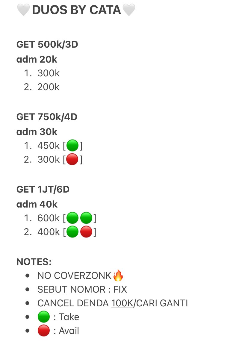 guyss aku avail arisan duos get 750k/4D sama 1jt/6D no 2 semua yahh, slot untung nih nomor 1 nya udah pernah main di akuu #zonauang