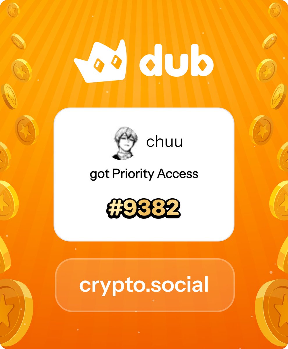 I just got Priority Access to Dub! Let’s make memecoins PvE again. Get in early™. dub.social