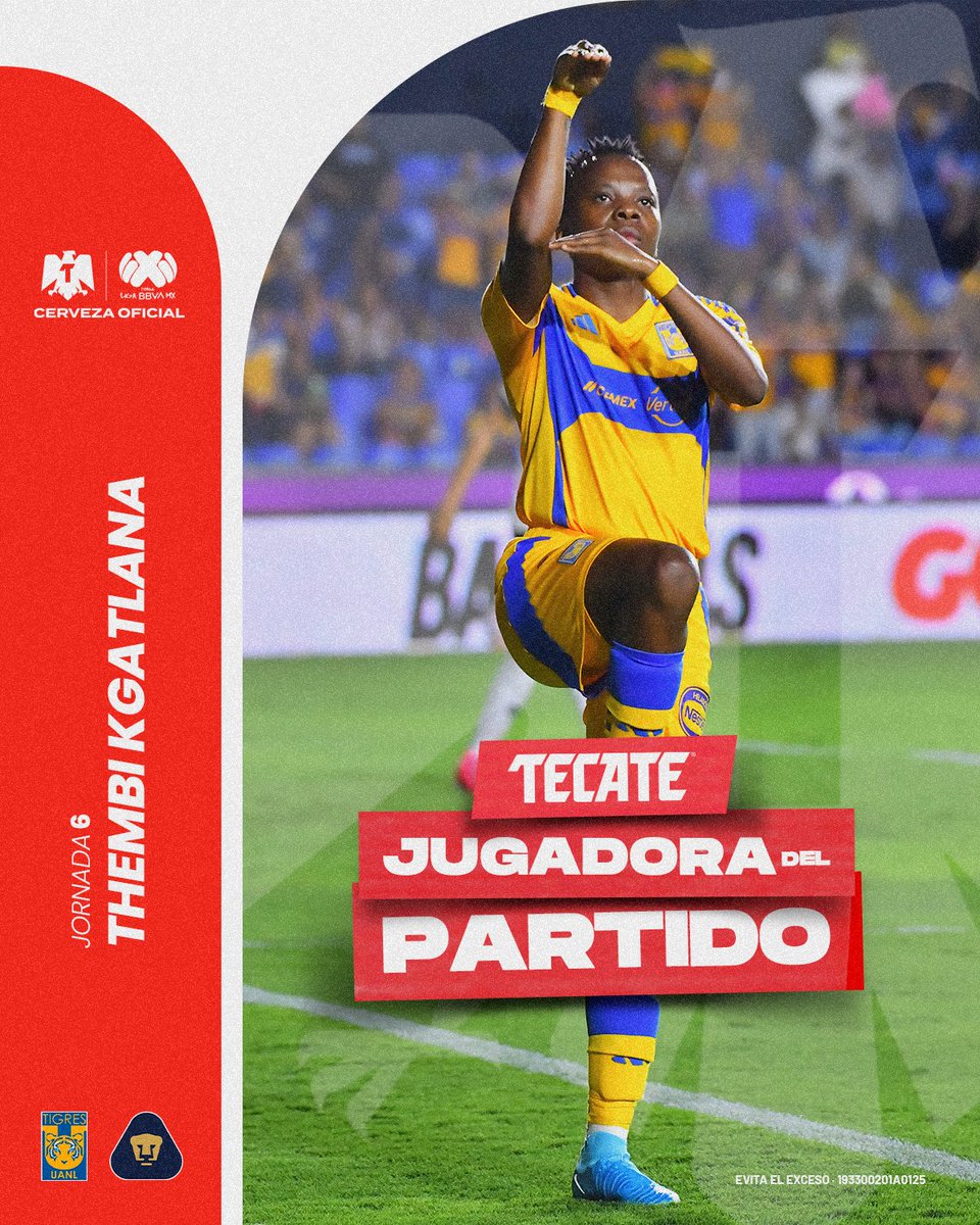 LigaBBVAFemenil (@ligabbvafemenil) on Twitter photo #TecateJugadoraDelPartido I <a href="/Kgatlanathe1st/">GIRLS DON’T DO THAT</a> 🇿🇦
Anotó un doblete para asegurar el triunfo de <a href="/TigresFemenil/">Club Tigres Femenil 🐯</a> 🐯
<a href="/CervezaTecate/">Cerveza Tecate</a> #TecateJugadoraDelPartido I <a href="/Kgatlanathe1st/">GIRLS DON’T DO THAT</a> 🇿🇦
Anotó un doblete para asegurar el triunfo de <a href="/TigresFemenil/">Club Tigres Femenil 🐯</a> 🐯
<a href="/CervezaTecate/">Cerveza Tecate</a>