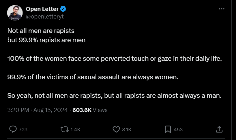 men_are_human's tweet image. Step One: Make it legally impossible for a woman to commit rape.

Step Two: